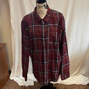 Vans Men's Burgundy Plaid Button Down Shirt